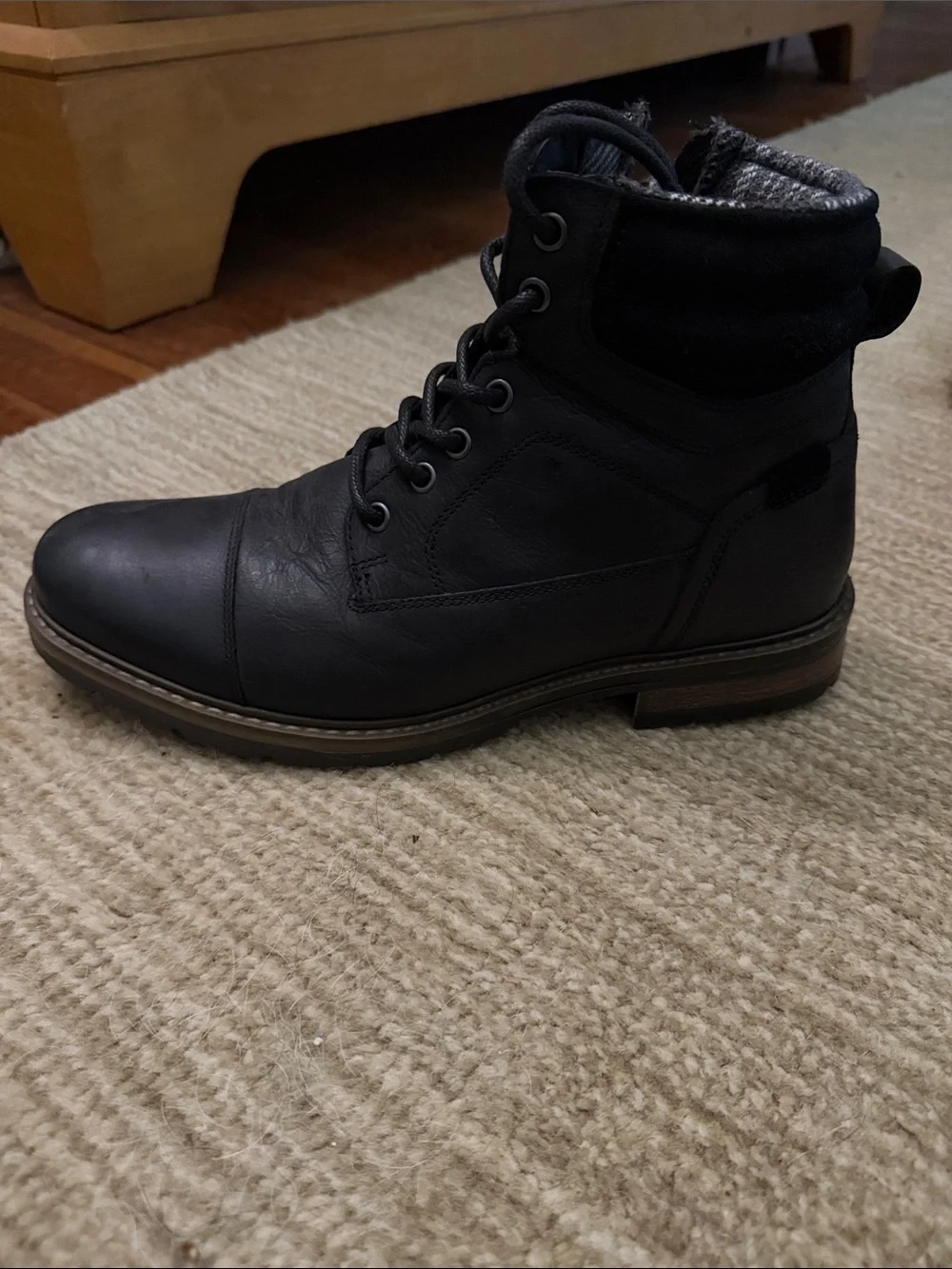 Crown Vintage Men's Black Lace-Up Leather Boots